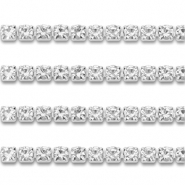 Stainless Steel - Rostfrei Stahl Strass Kette 3mm Silver-crystal