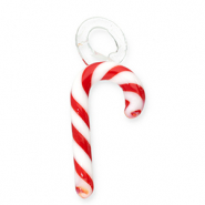 Glas-Anh&auml;nger Candy Cane Red-white