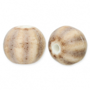 Keramik Perlen mit Streifen 12mm Light taupe