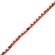 Facetten Top Glas Perlen Metallic coral red