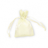 Satin Schmuck Beutel with Strass Vanilla yellow-silver