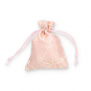 Organza Schmuck Beutel Flower Vintage pink-off white