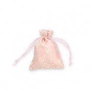 Organza Schmuck Beutel Flower Vintage pink-off white