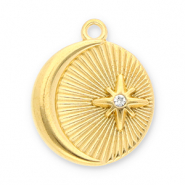 Anh&auml;nger aus Stainless Steel - Rostfreiem Stahl Moon and Star with Strass Gold-transparent