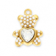 Anh&auml;nger aus Stainless Steel - Rostfreiem Stahl Bear with Facet Gold-transparent-white