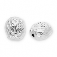 Perlen aus Stainless Steel - Rostfreiem Stahl Oval with Strass Silver-transparent