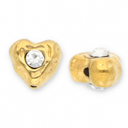 Perlen aus Stainless Steel - Rostfreiem Stahl Heart with Strass Gold-transparent