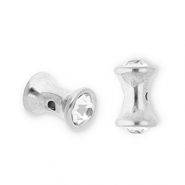 Perlen aus Stainless Steel - Rostfreiem Stahl Diabolo with Strass Silver-transparent