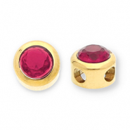 Perlen aus Stainless Steel - Rostfreiem Stahl Disc with Strass Gold-dark pink