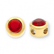 Perlen aus Stainless Steel - Rostfreiem Stahl Disc with Strass Gold-red