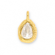 Anhänger aus Stainless Steel - Rostfreiem Stahl Drop with Facet Gold-transparent