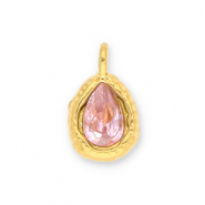 Anhänger aus Stainless Steel - Rostfreiem Stahl Drop with Facet Gold-light pink