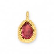 Anhänger aus Stainless Steel - Rostfreiem Stahl Drop with Facet Gold-dark pink