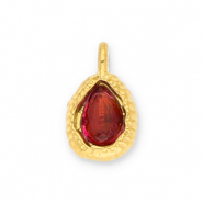 Anhänger aus Stainless Steel - Rostfreiem Stahl Drop with Facet Gold-red