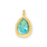 Anhänger aus Stainless Steel - Rostfreiem Stahl Drop with Facet Gold-blue