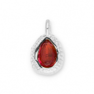 Anhänger aus Stainless Steel - Rostfreiem Stahl Drop with Facet Silver-red