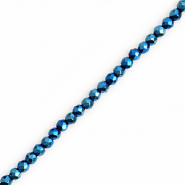 Facetten Top Glas Perlen Round 3mm Metallic teal blue