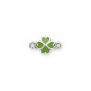 Anhänger Metall DQ Connector Clover Antik silber-green (Nickelfrei)