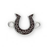 Anhänger Metall DQ Connector Horseshoe Antik silber-dark brown (Nickelfrei)