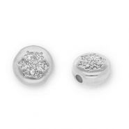 Perle Metall DQ Round with Snowflake Antik silber-glitter silver (Nickelfrei)