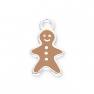 Anh&auml;nger Metall DQ Gingerbread Man Antik silber-brown (Nickelfrei)