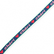 BY31® Schmucktextband "Chéri" Dark blue-light pink-red-green