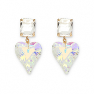 Ohrringe / Ohrstecker aus Kristallglas Rectangle-Heart Transparent-transparent AB coating