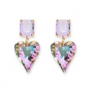 Ohrringe / Ohrstecker aus Kristallglas Rectangle-Heart Lavender-multicolor AB coating