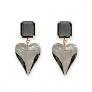 Ohrringe / Ohrstecker aus Kristallglas Rectangle-Heart Dark grey-grey