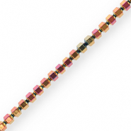 Perlen aus H&auml;matit Hexagon Pink-yellow-AB coating