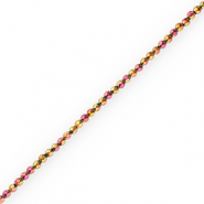 Perlen aus H&auml;matit Round 4mm Facett Geschliffen Pink-yellow-AB coating