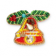 Broschen Christmas bell Green-orange-yellow-red