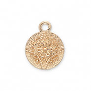 Anh&auml;nger Metall Round with Flower Gold