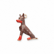 Anh&auml;nger Metall Dog Gold-dark brown-red