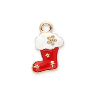 Anh&auml;nger Metall Christmas stocking Gold-red-white