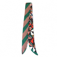 Bandana Schal Flowers / Diagonal Lines Black-red-green-brown