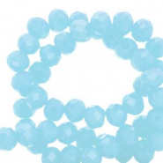 Facetten Top Glas Perlen 4x3mm Rondellen Light aqua blue-amber coating