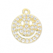 TQ Metall Brass Anh&auml;nger Smiley Gold-transparent