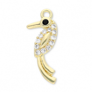 TQ Metall Brass Anh&auml;nger Bird Gold-transparent