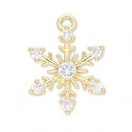 TQ Metall Brass Anh&auml;nger Snowflake Gold-transparent