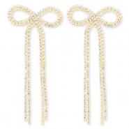TQ Metall Brass Ohrringe / Ohrstecker mit Strass Bow Gold-crystal
