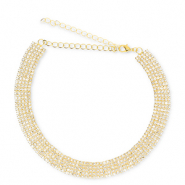 TQ Metall Brass Choker mit Strass Gold-crystal