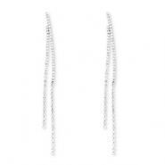 Eco-brass&reg; nachhaltiges Messing Ohrringe / Ohrstecker mit Strass Silver-crystal