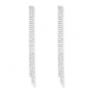 Eco-brass&reg; nachhaltiges Messing Ohrringe / Ohrstecker mit Strass Silver-crystal