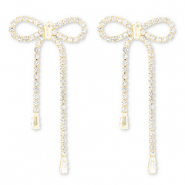 Eco-brass&reg; nachhaltiges Messing Ohrringe / Ohrstecker mit Strass Bow Gold-crystal