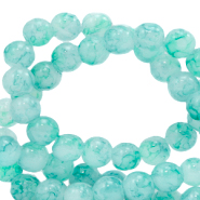 Glas Perlen 8 mm meliert Bleached aqua blue