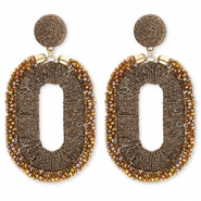 Musthave Ohrringe / Ohrstecker mit Glasperlen Oval Golden brown-AB coating