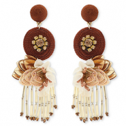 Musthave Ohrringe / Ohrstecker mit Glasperlen Gold-mahogany red-mauve