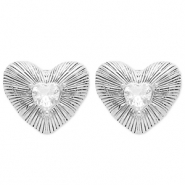 Stainless Steel - Rostfrei Stahl Ohrringe / Ohrstecker Heart Silver-crystal