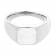 Stainless Steel - Rostfrei Stahl Ringe with Square Silver